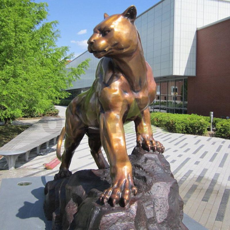 bronze sculpture panther cougar mascot statue