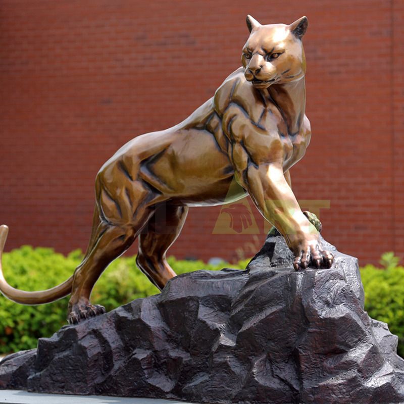 bronze sculpture panther cougar mascot statue