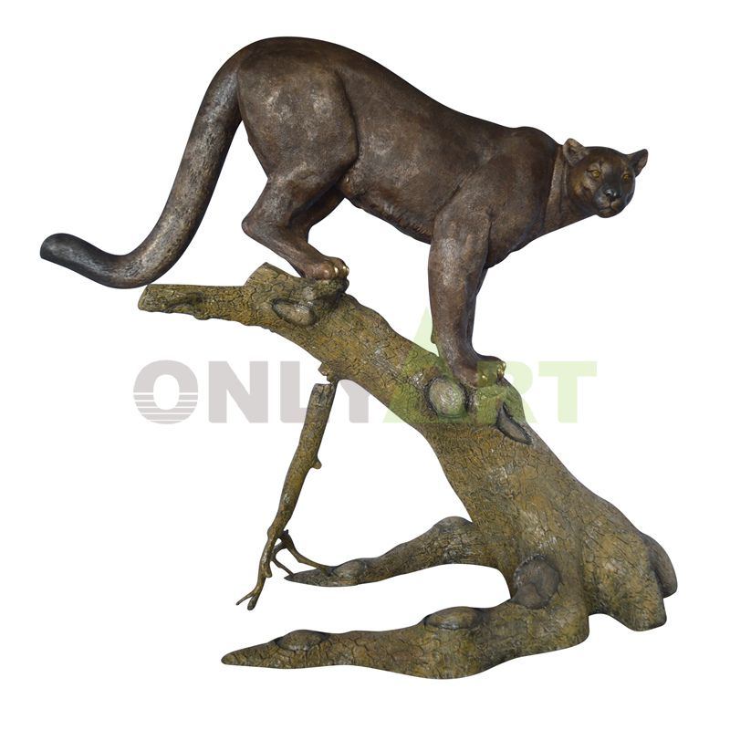 Bronze Jaguar Panther Cougar leopard figurine leopard home decor leopard statue for sale