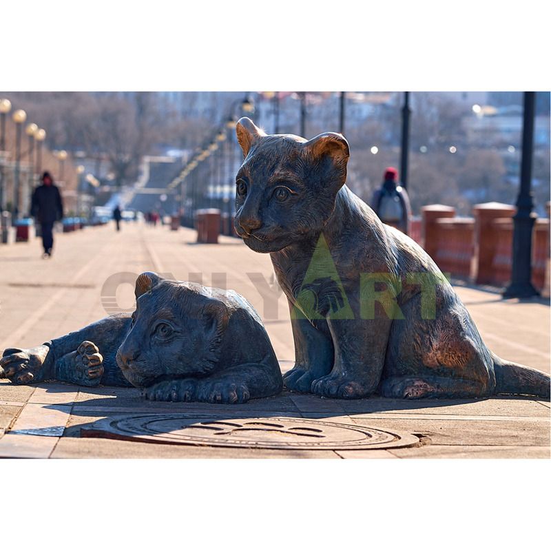 leopard Large Size Realistic Look Statue Wildlife Leopard Cougar Decorative bronze Figurine