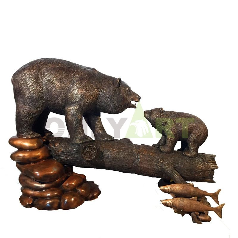 Large Bronze Standing Grizzly Bear Statue Wild Animal Sculpture for Sale