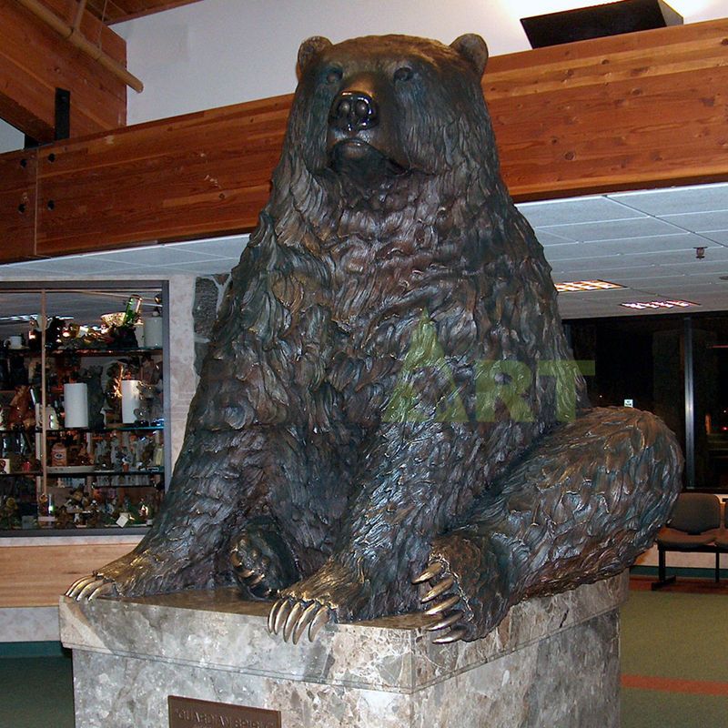 Custom bronze life size polar bear statue