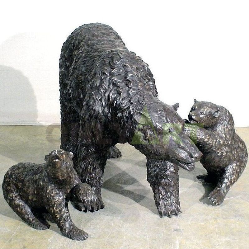 Decoration Life Size Bronze Bear Family Statues