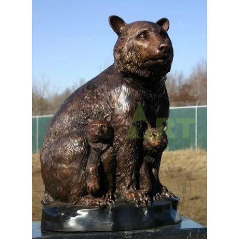 Standing Bronze Bear Statue Animal for Outdoor Garden