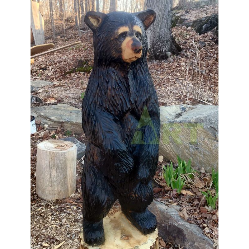 Standing Bronze Bear Statue Animal for Outdoor Garden