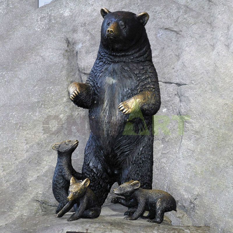 Life size bear statue bronze garden decoration animal sculpture
