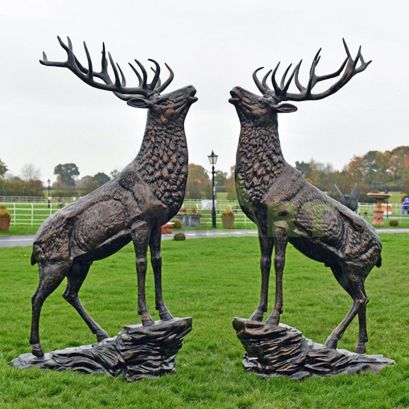 Large Size Public Art Cast Deer Bronze Sculpture For Park Decor