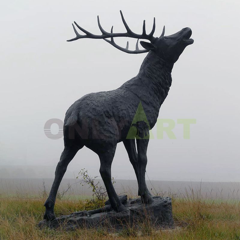 Life Size Bronze Male Deer Art Statue Copper Stag Sculpture for Outdoor