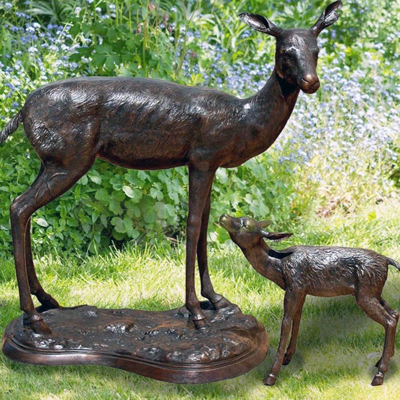 Custom antique cast garden bronze deer sculpture in stock