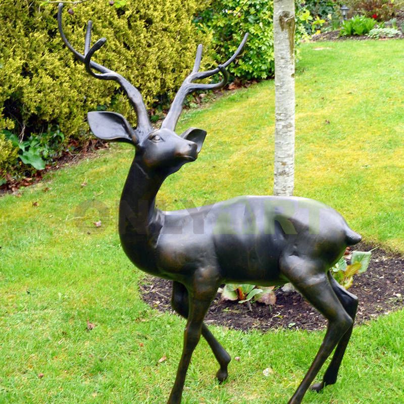 Life size garden antique bronze deer sculpture