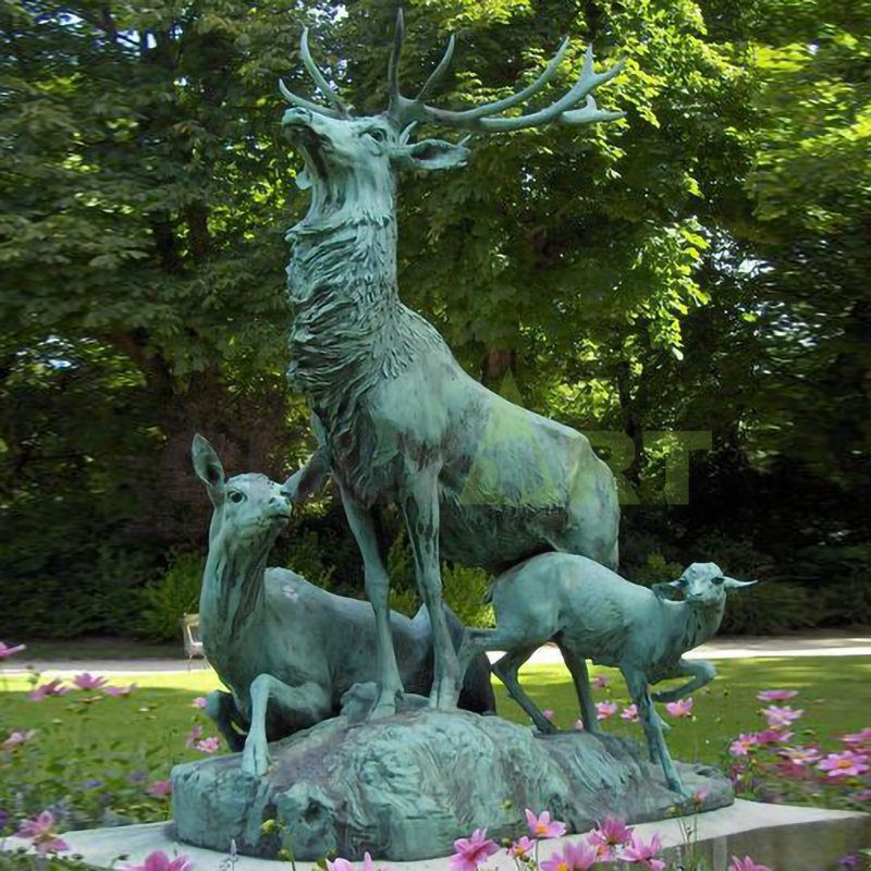 Garden decoration bronze animals life size bronze deer sculpture