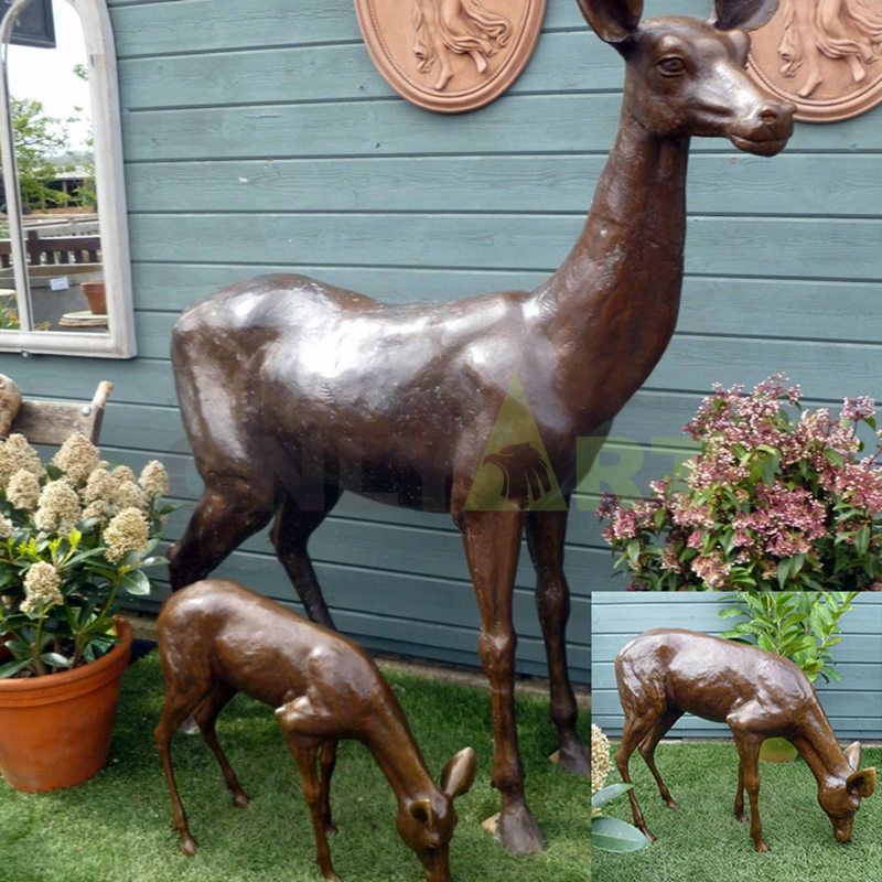 Bronze Art Foundry Outdoor Garden Metal Craft Animal Bronze Deer Sculpture