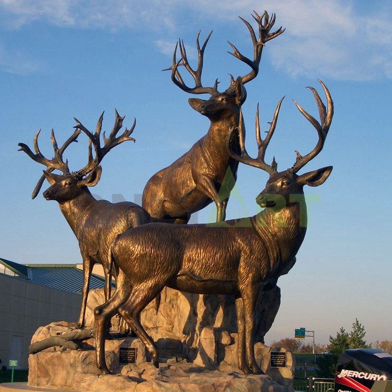 Outdoor life size bronze elk sculpture deer