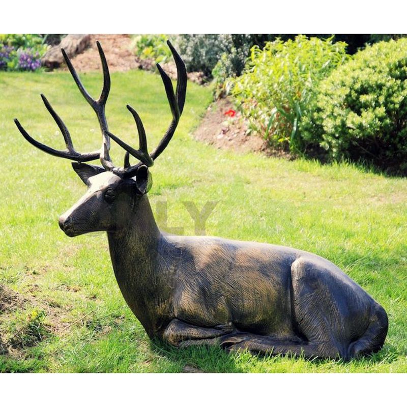 Art Decoration Gold Plating Cast Deer Bronze Sculpture