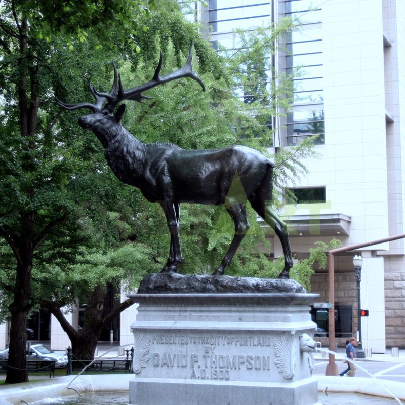 Fallow Deer Sculpture in Bronze of a Buck Standing Alert