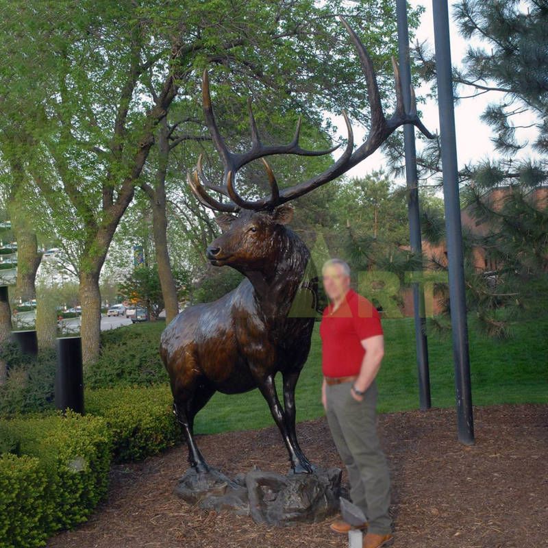 Life Size Bronze Male Deer Art Statue Copper Stag Sculpture for Outdoor and Indoor