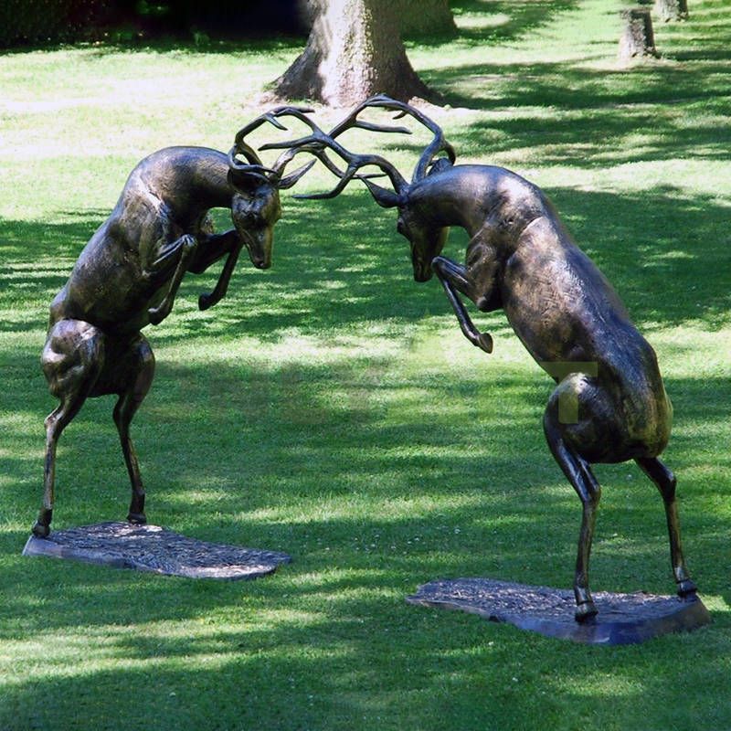 Outdoor Lifelike Garden Cast Deer Bronze Elk Sculpture