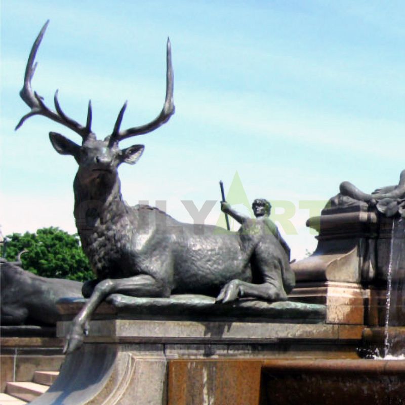 Large Animal Sculpture, Life Size Cast Iron Garden Deer Statues