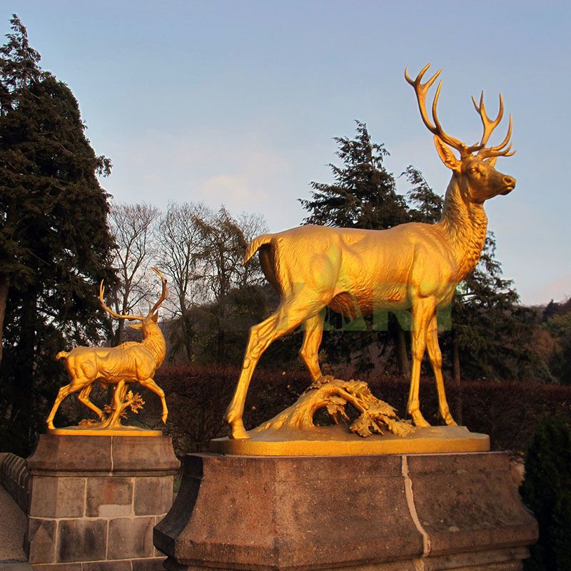 outdoor Life size bronze deer sculpture for garden decoration