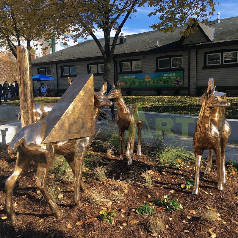 outdoor garden metal large brass lawn bronze deer sculpture​