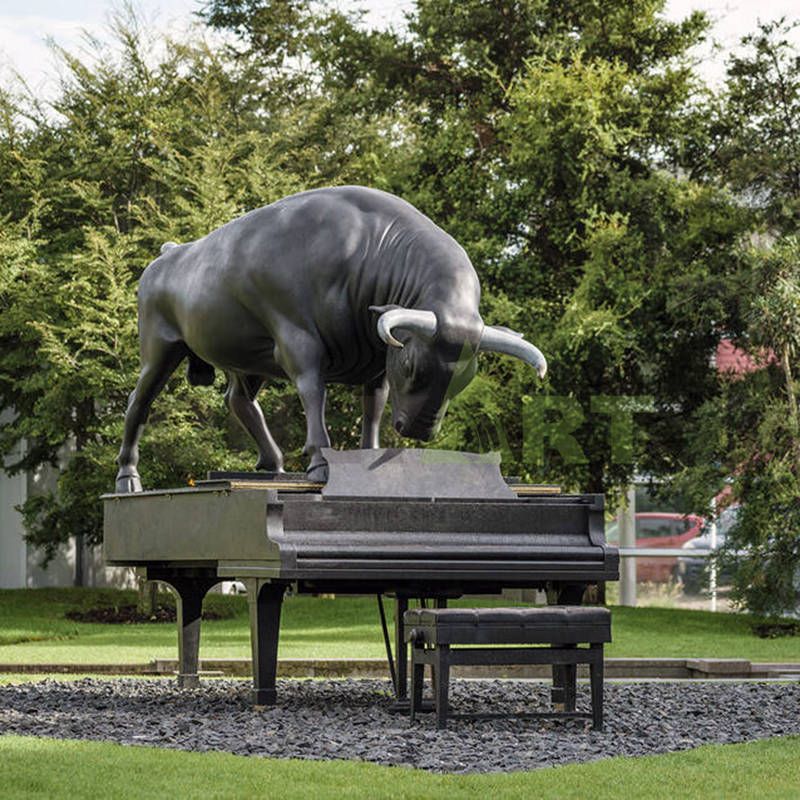 Bronze Life Size Bull Statues With Male Sculpture