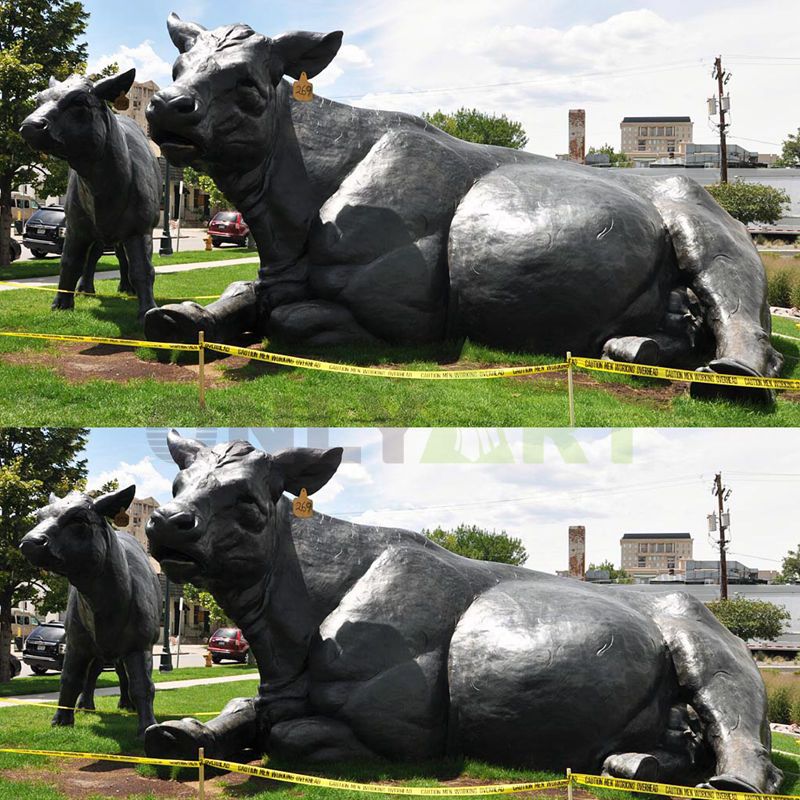 Bronze Life Size Bull Statues With Male Sculpture