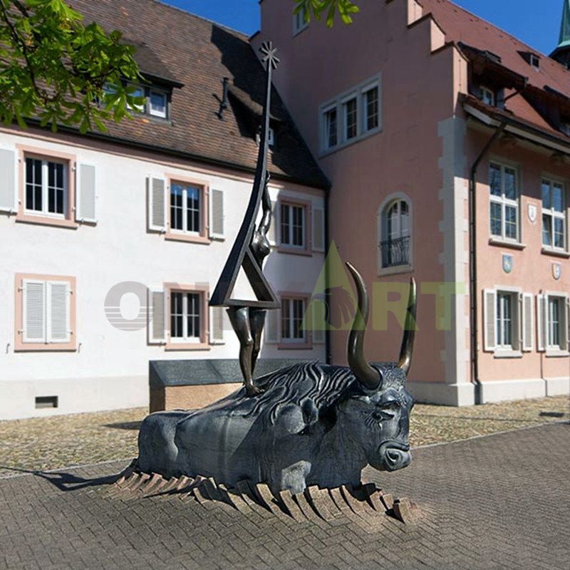 Outdoor stainless steel bull sculpture animal statue for garden decoration