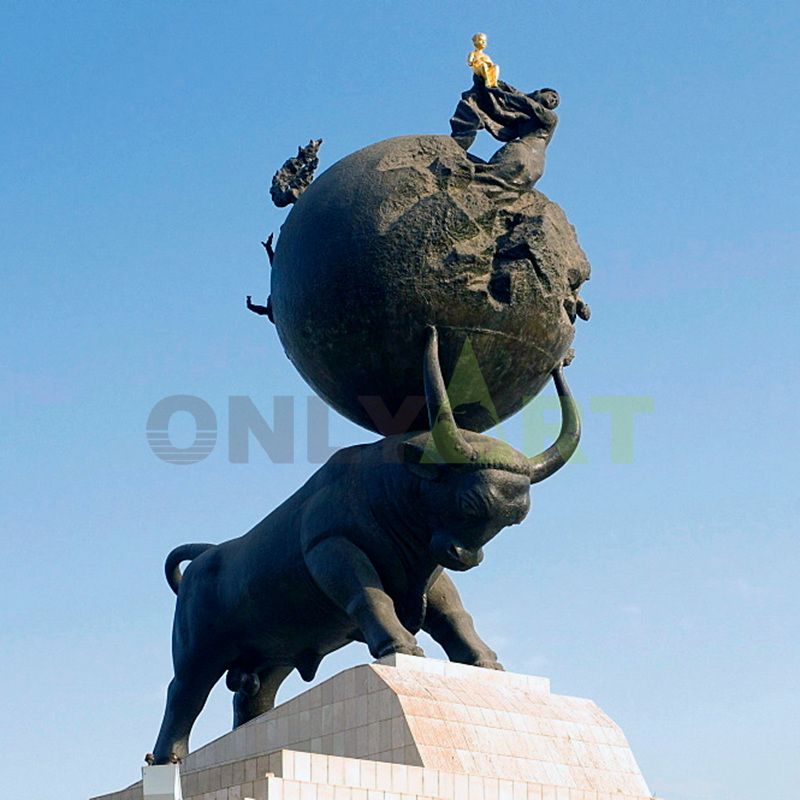 Cast Bronze wall street bull ox statue sculpture