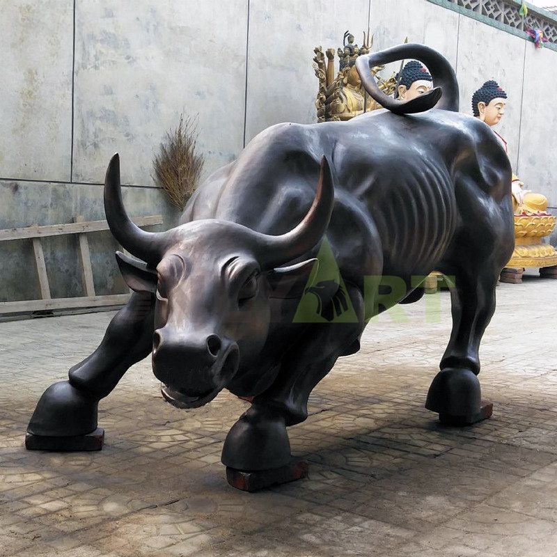 Life Size Cast Bronze Wall Street Bull Sculpture For Sale