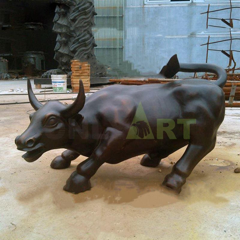 Life Size Cast Bronze Wall Street Bull Sculpture For Sale