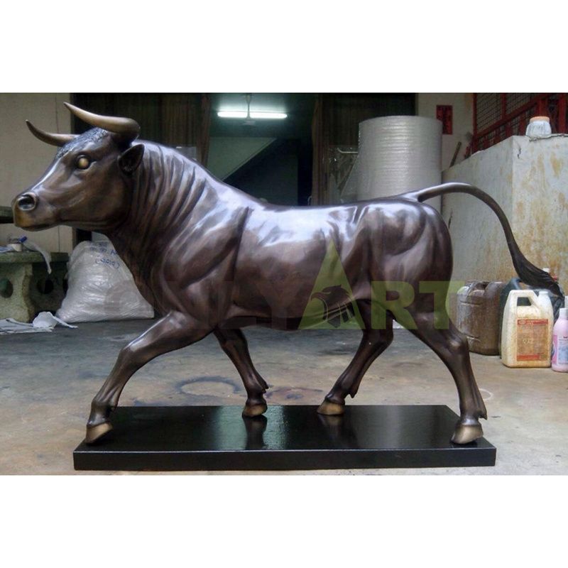 Large bronze wall street bull statue sculpture