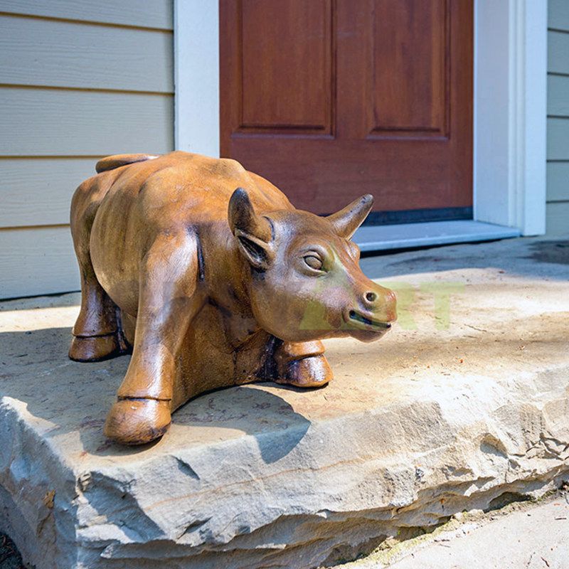 Life size street bison cow bull stainless steel statue