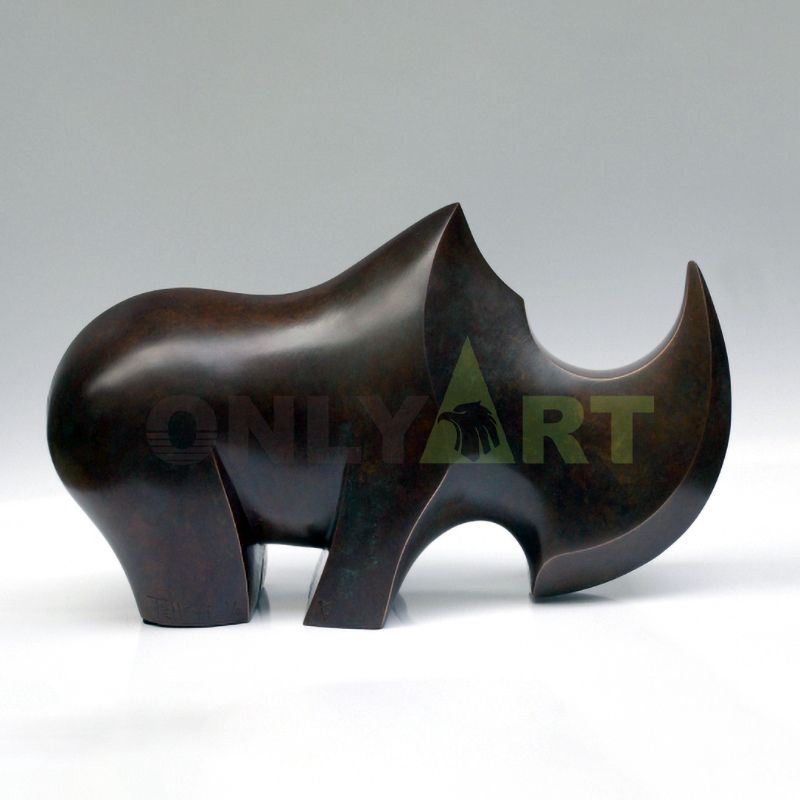 Outdoor Decorative Garden Bronze Rhino Sculpture