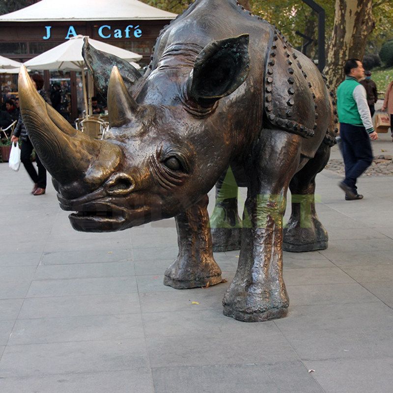 High quality garden decor life size bronze rhino sculpture