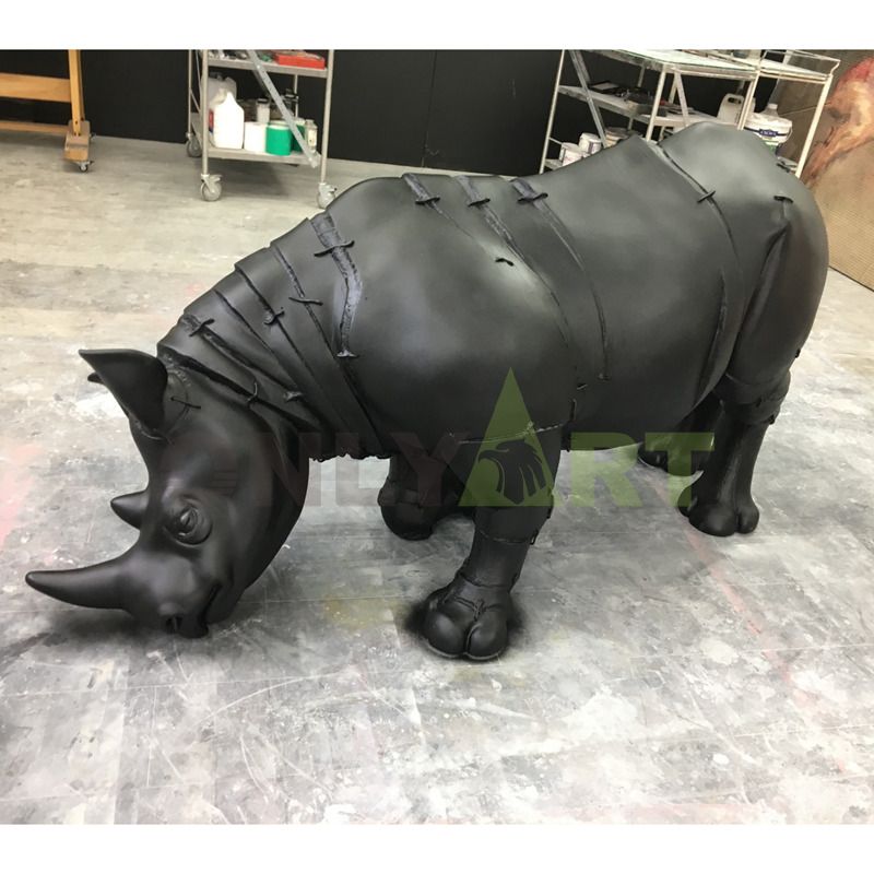 Custom sculpted sculptured rhinoceros in bronze
