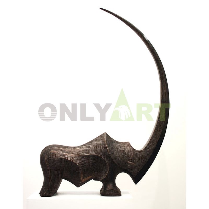 Custom sculpted sculptured rhinoceros in bronze