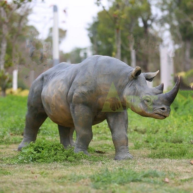 Realistic Life Size Bronze Rhino Statue Large Copper Rhinoceros