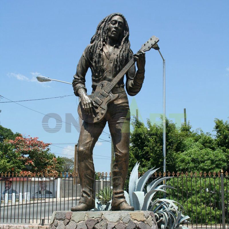 Bronze sculpture of an Indian guitarist