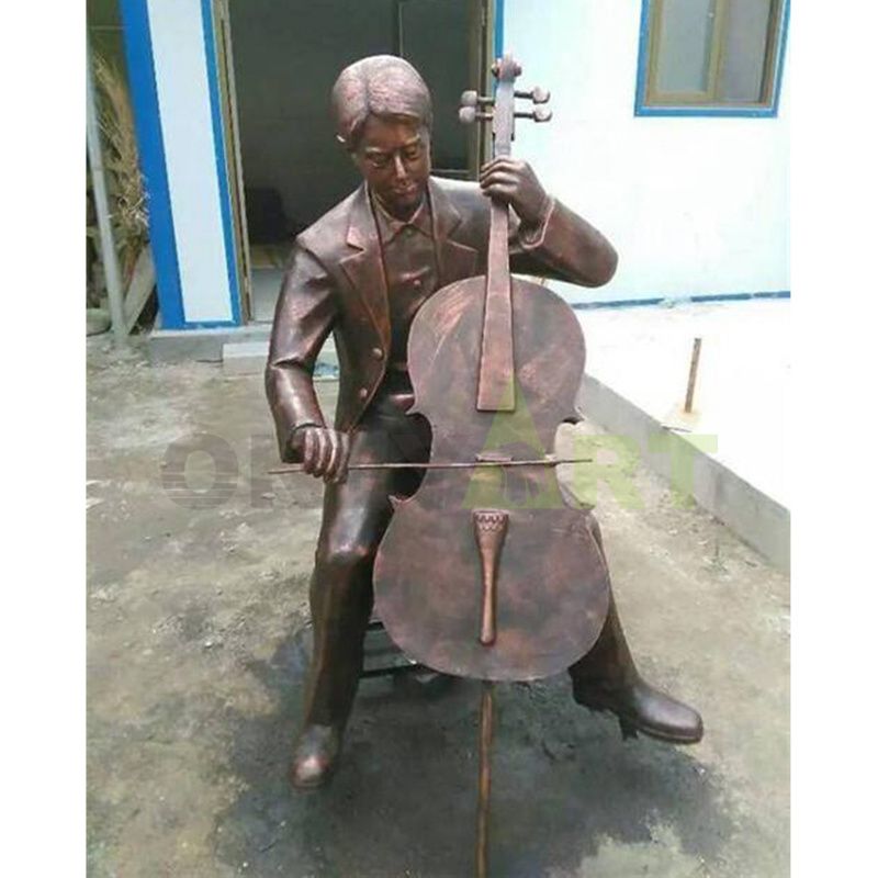 bronze sculpture of musician statue