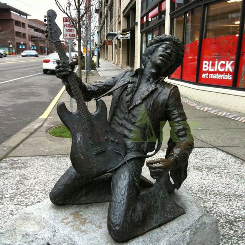 Famous jazz musician statues, playing guitar musician figure