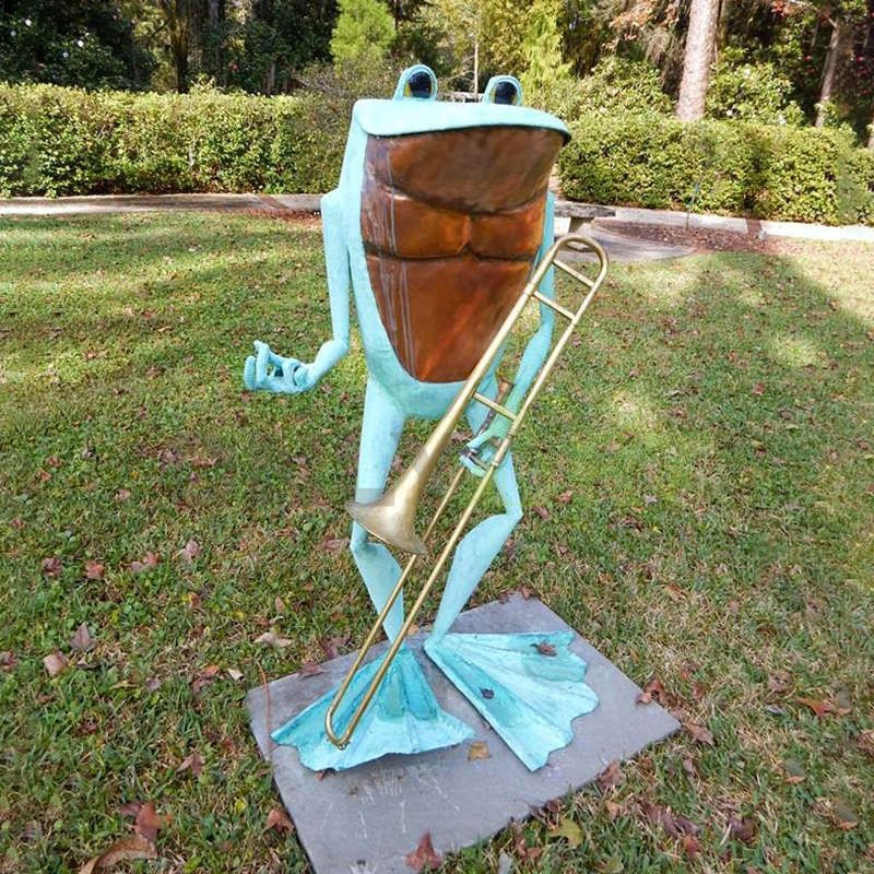 Shopping garden decorative sculpture bronze music Frog statue