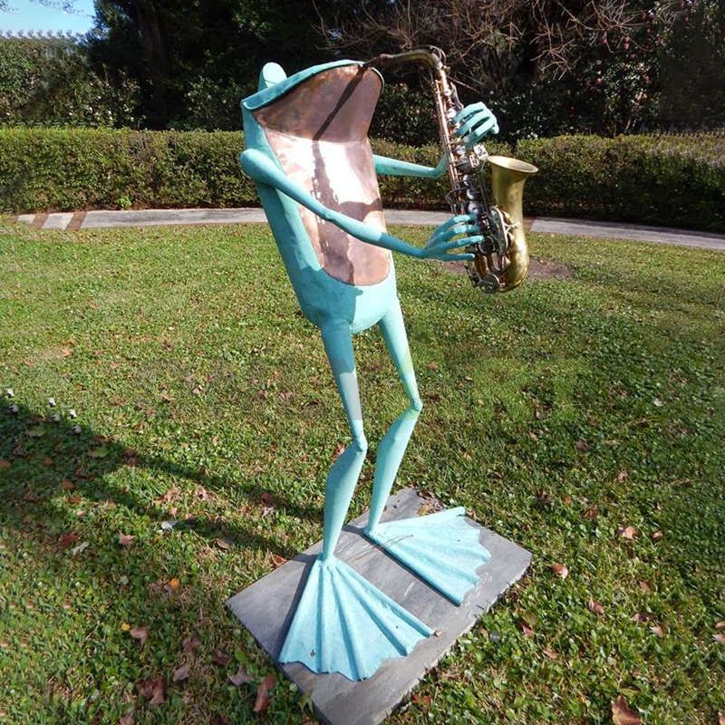 Shopping garden decorative sculpture bronze music Frog statue