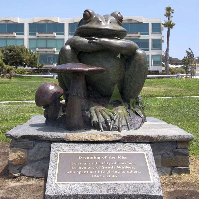 Life-size bronze Frog Let's go play ball