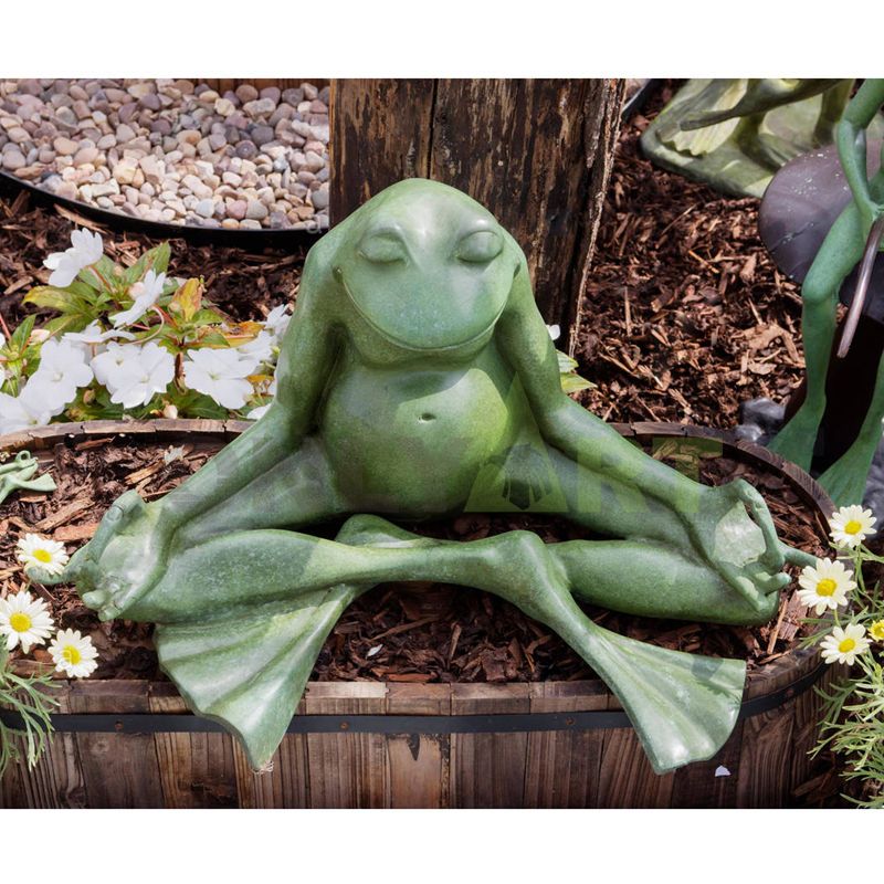 Cute and funny Frog yoga statues and carvings