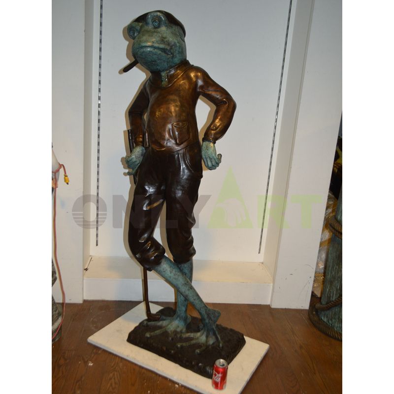 Bronze Statue of Mr. Frog standing inside