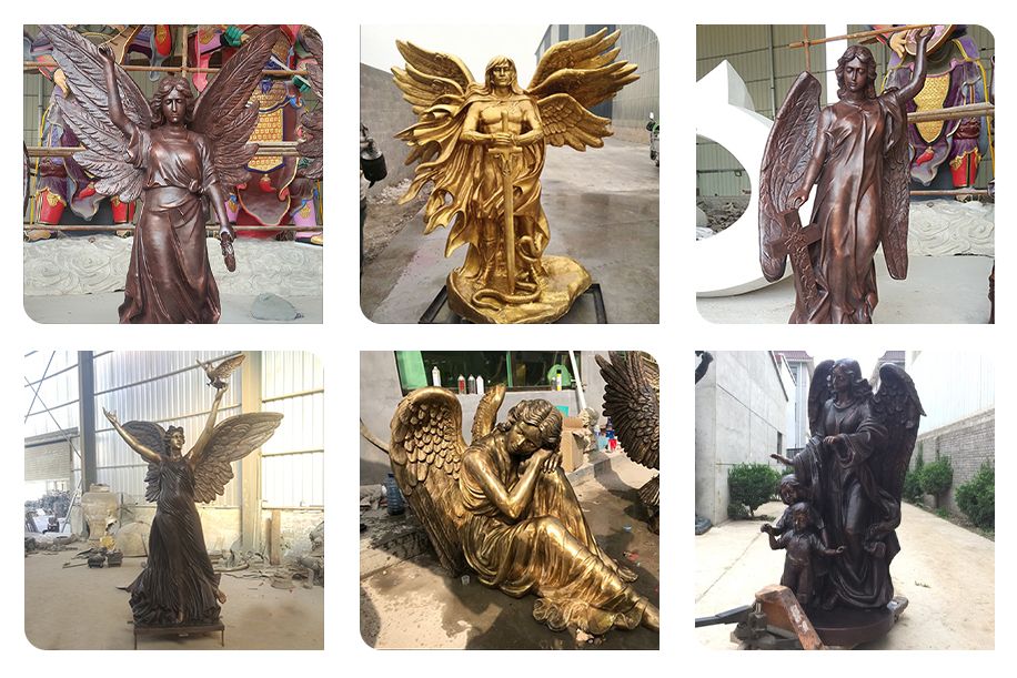 The popular hand-made bronze angel of hell is decorated with mourning statues
