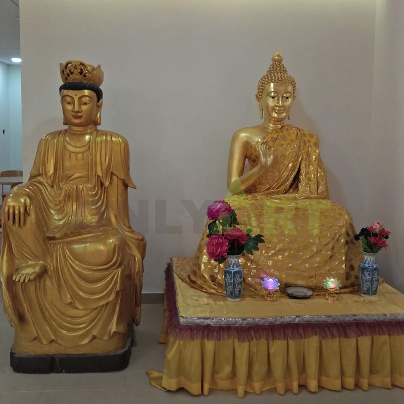 The religious sculpture of the statue of Buddha