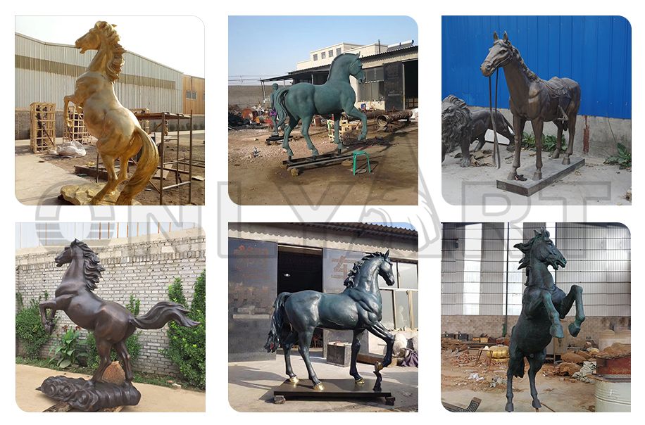 Life Size Bronze Standing Horse Statues for Lawn Ornaments