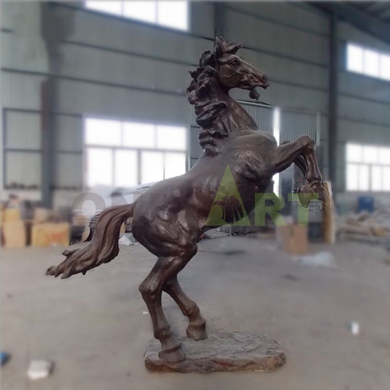 Street antique stainless steel brass running horse sculpture