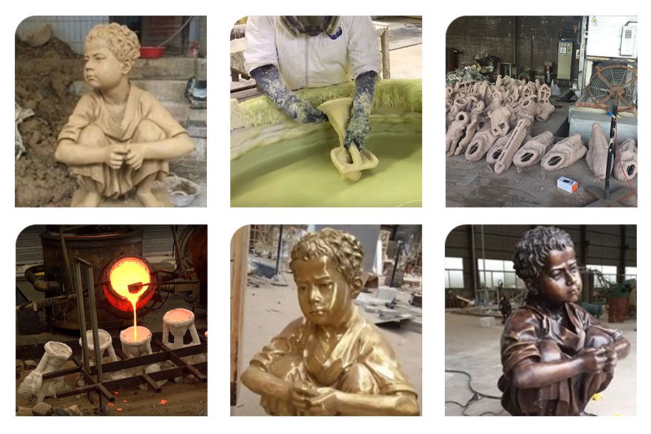 Children with crocodiles, children sculptures